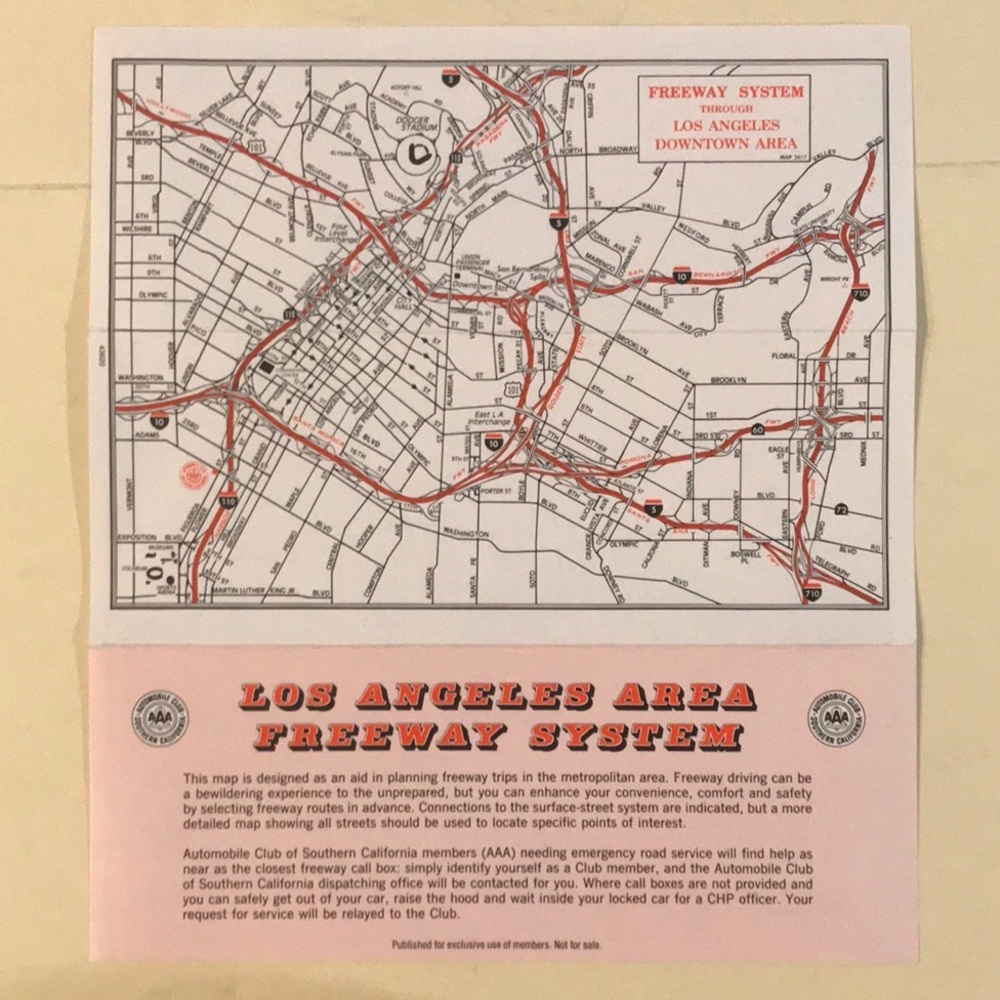 VINTAGE 1987 Los Angeles Freeway System Map Card